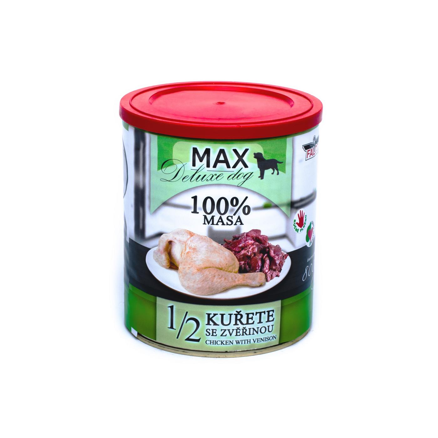 Levně Konzerva Max Deluxe 1/2 kuřete se zvěřinou 800 g