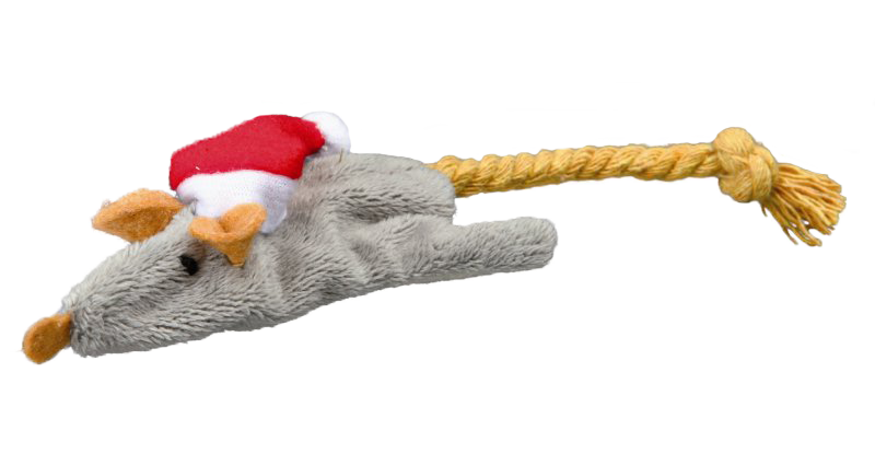 Levně Vánoční plyšová myš/veverka hračka pro kočky 14-17 cm