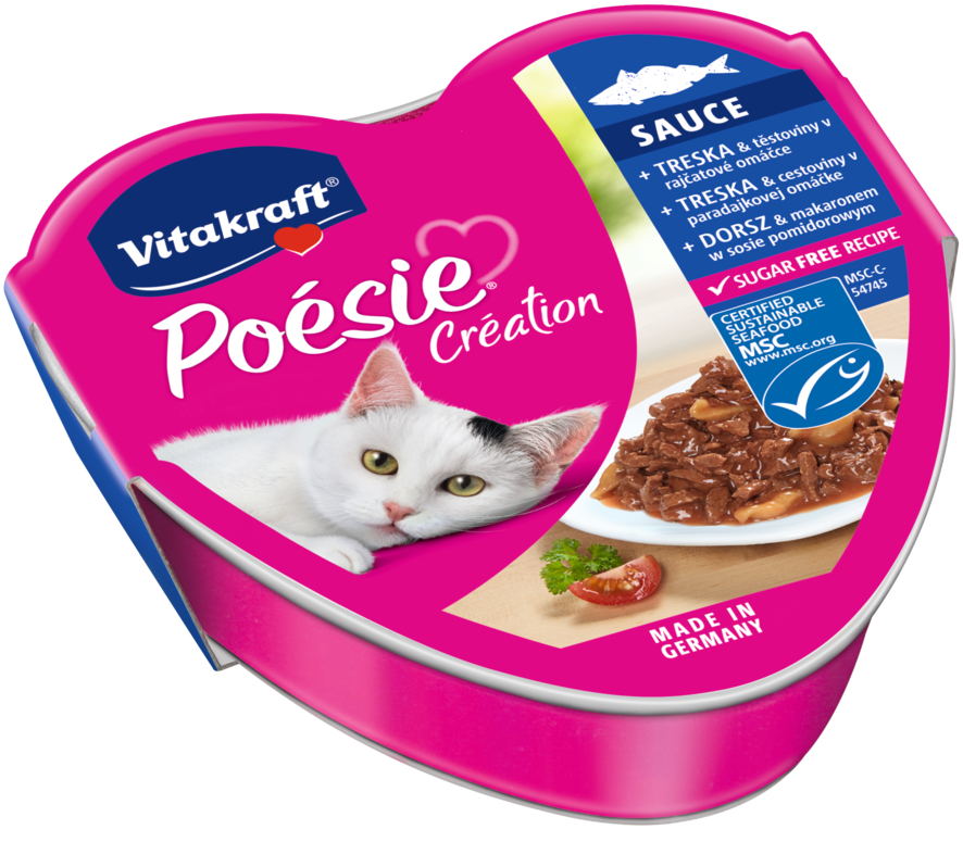 Levně Vitakraft Poésie se šťávou treska, těstoviny, rajčata 85 g