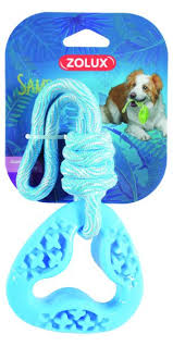 Levně Hračka pes TPR SAMBA trojúhelník s lanem modrá Zolux