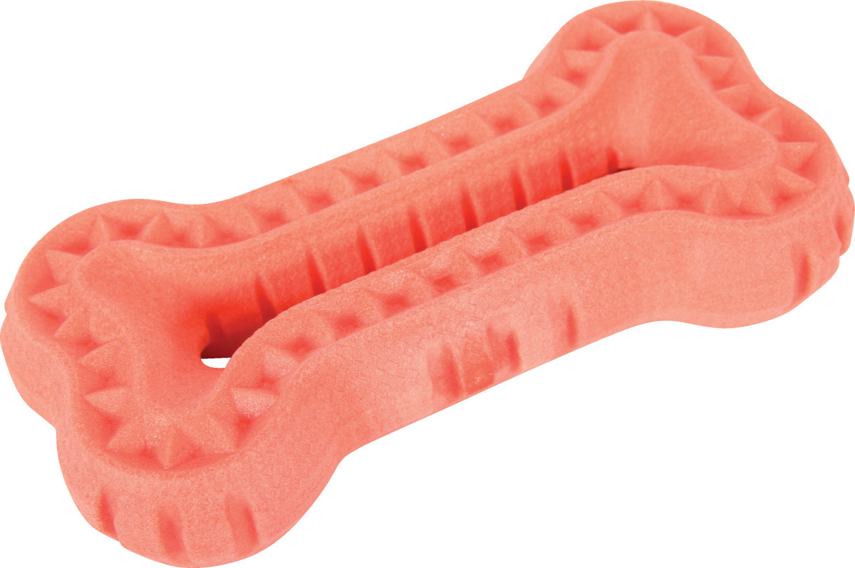 Hračka pes BONE MOOS TPR 16cm lososová Zolux