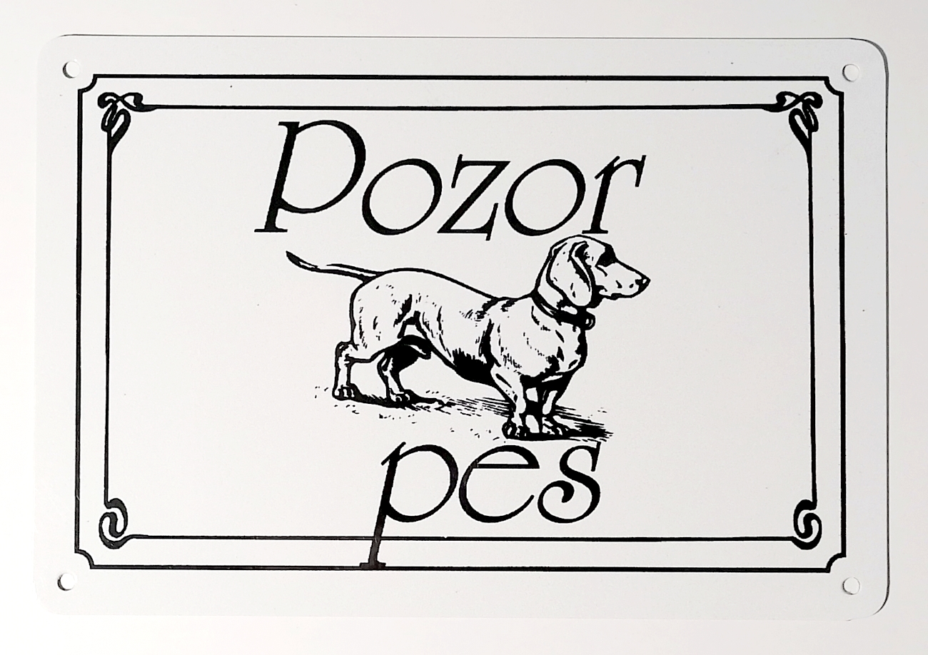 Pozor pes - tabulka s jezevčíkem