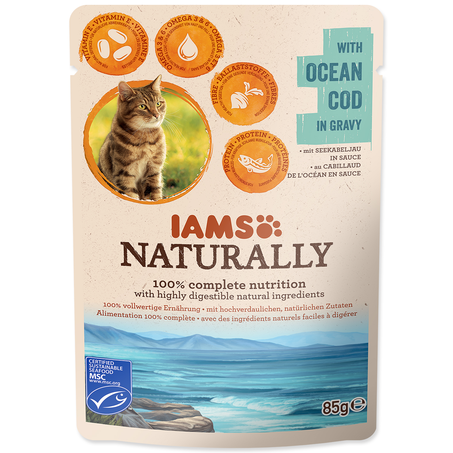 Levně Kapsička IAMS Cat Naturally with Natural Cod in Gravy