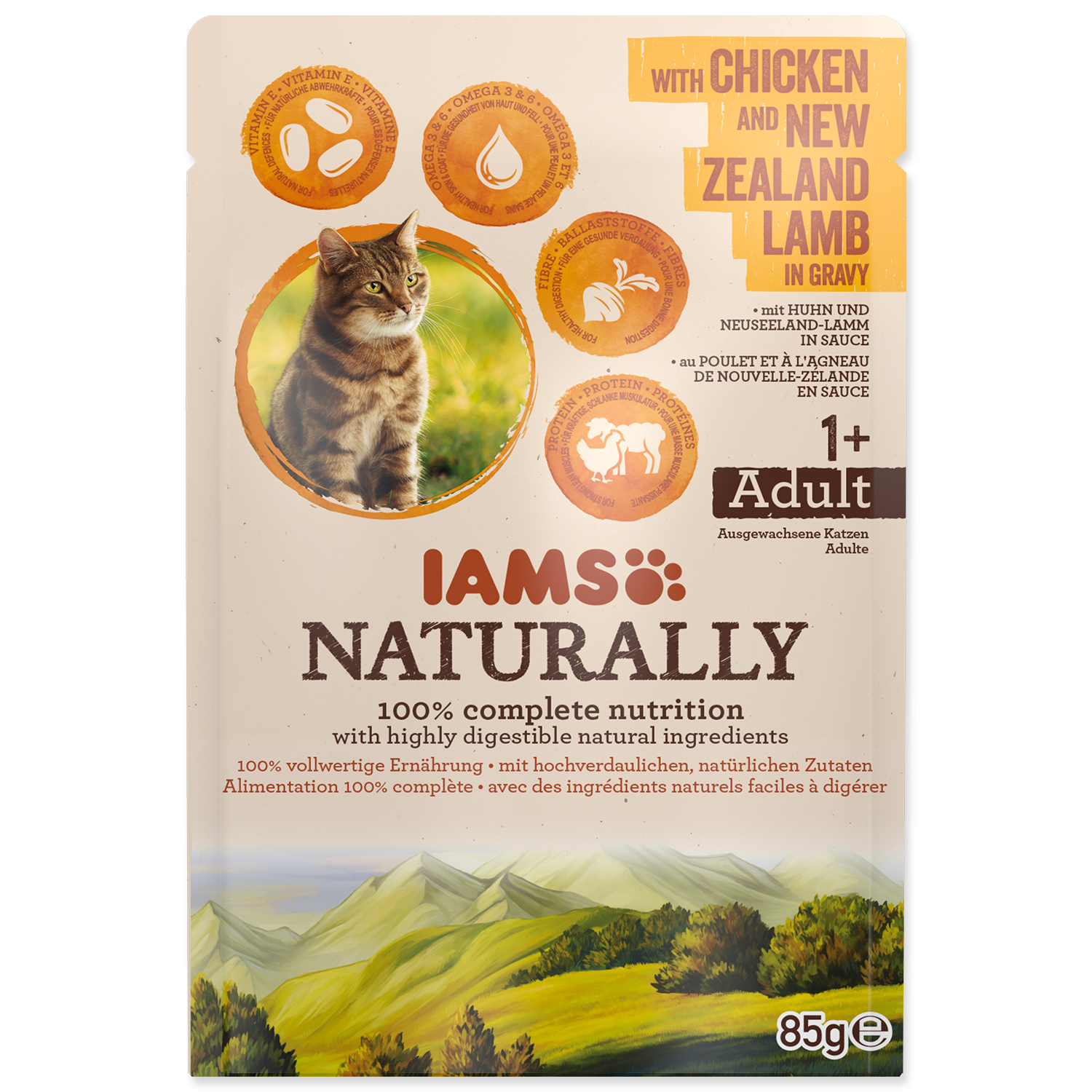 Levně Kapsička IAMS Cat Naturally with Chicken & New Zealand Lamb in Gravy