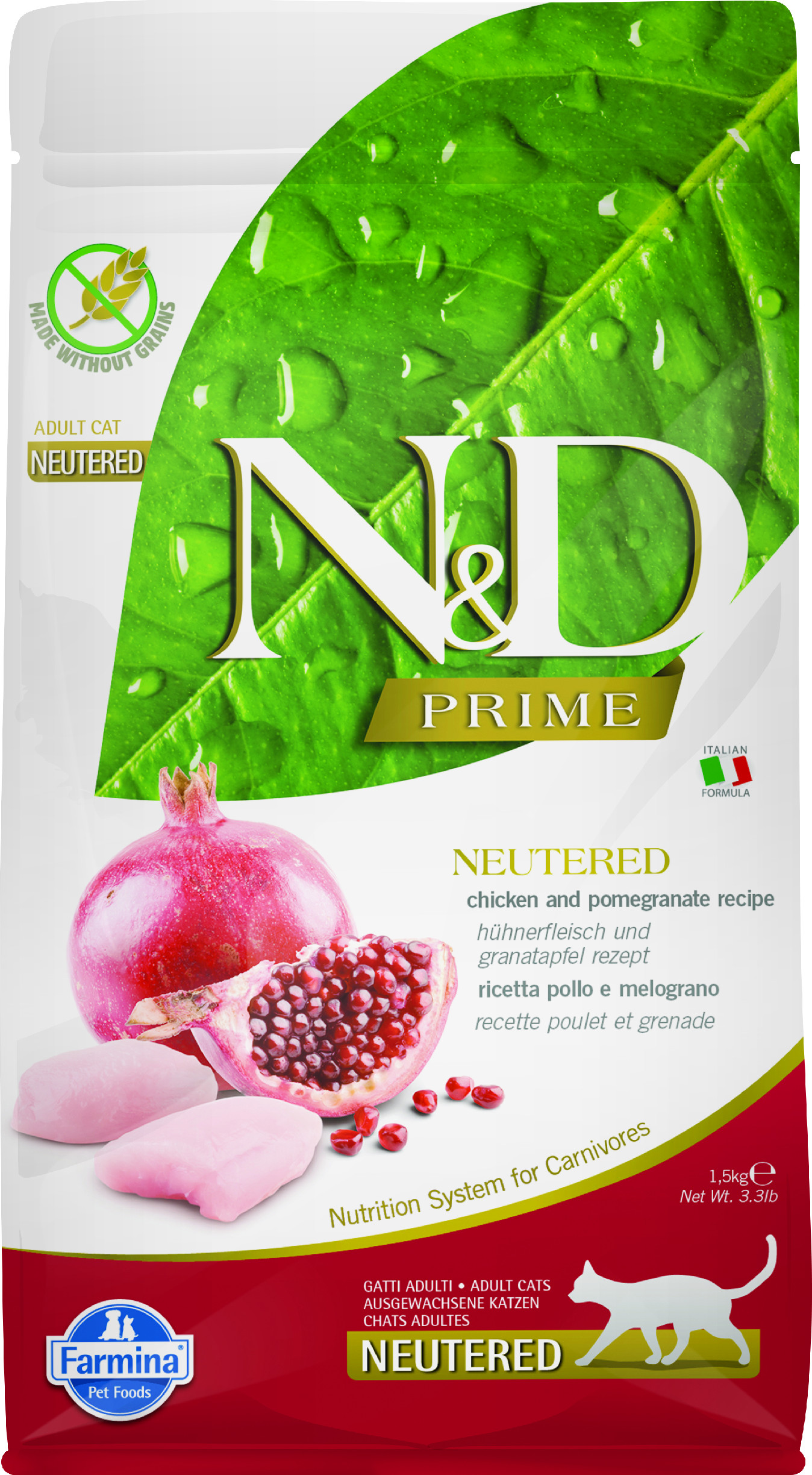 Levně N&D PRIME CAT Neutered Chicken&Pomegranate 1,5kg