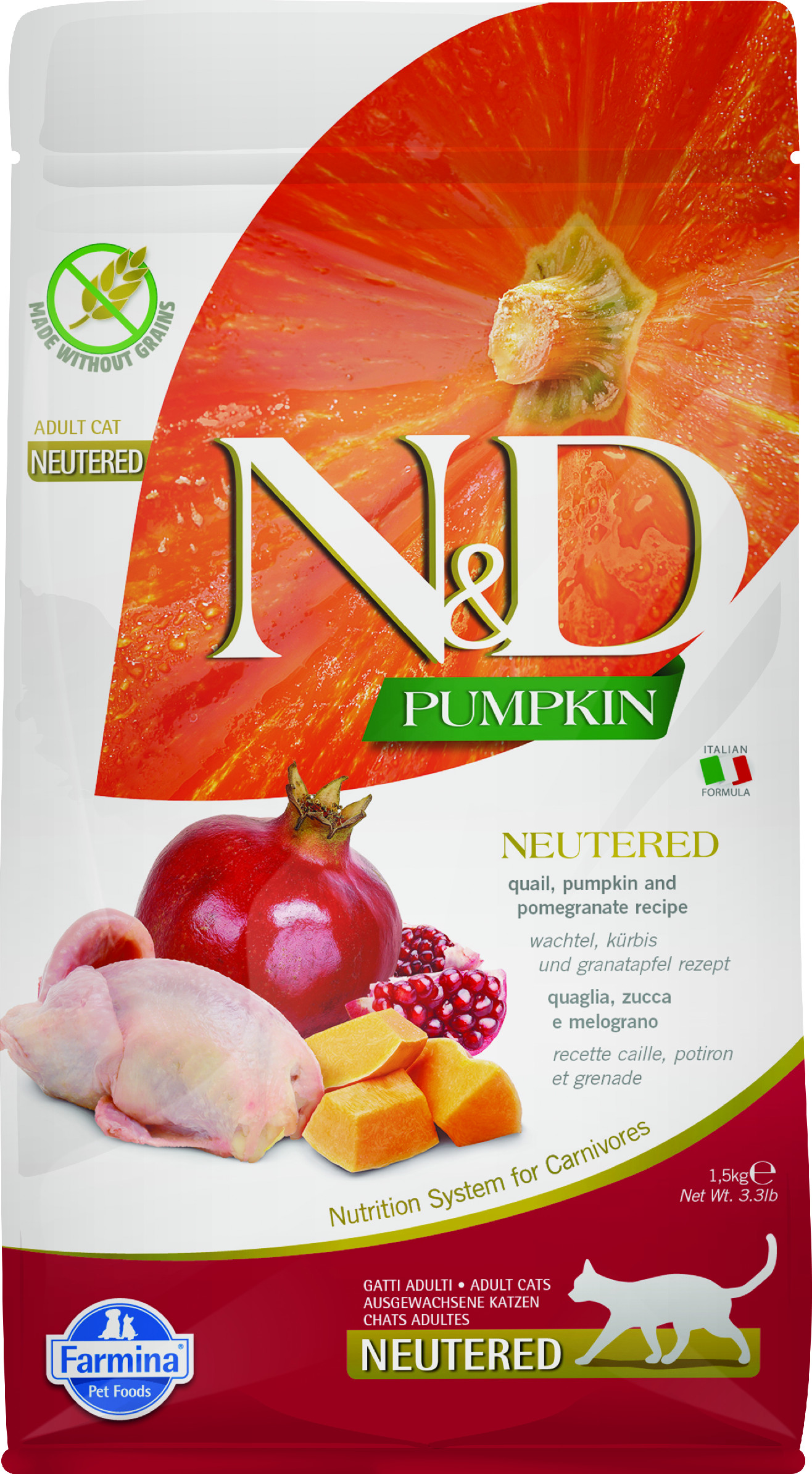 Levně N&D Pumpkin CAT Neutered Quail & Pomegranate 1,5kg