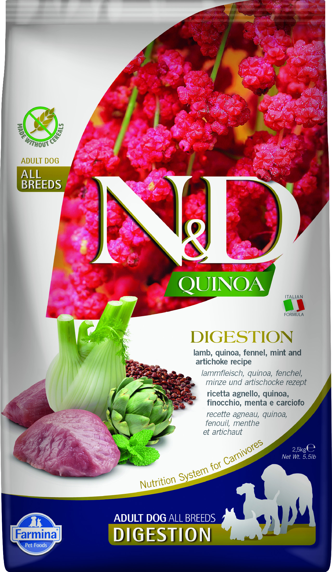 Levně N&D Quinoa DOG Digestion Lamb & Fennel 2,5kg