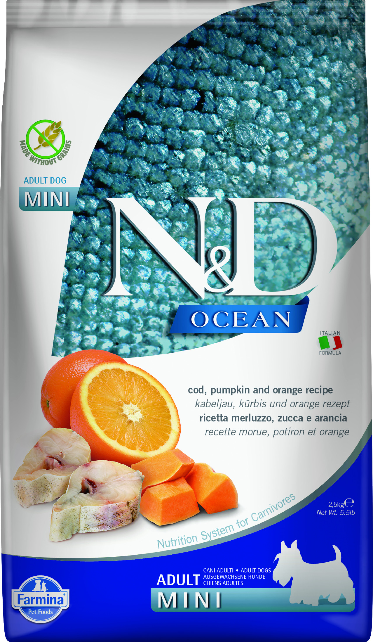 Levně N&D OCEAN DOG Adult Mini Codfish&Pumpkin&Orange 2,5kg