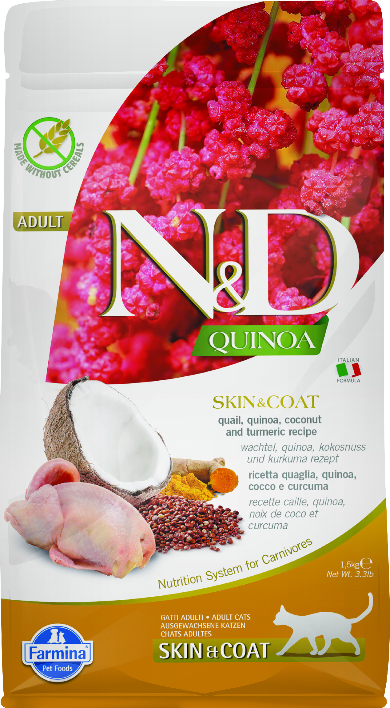 Levně N&D Quinoa CAT Skin & Coat Quail & Coconut 1,5kg