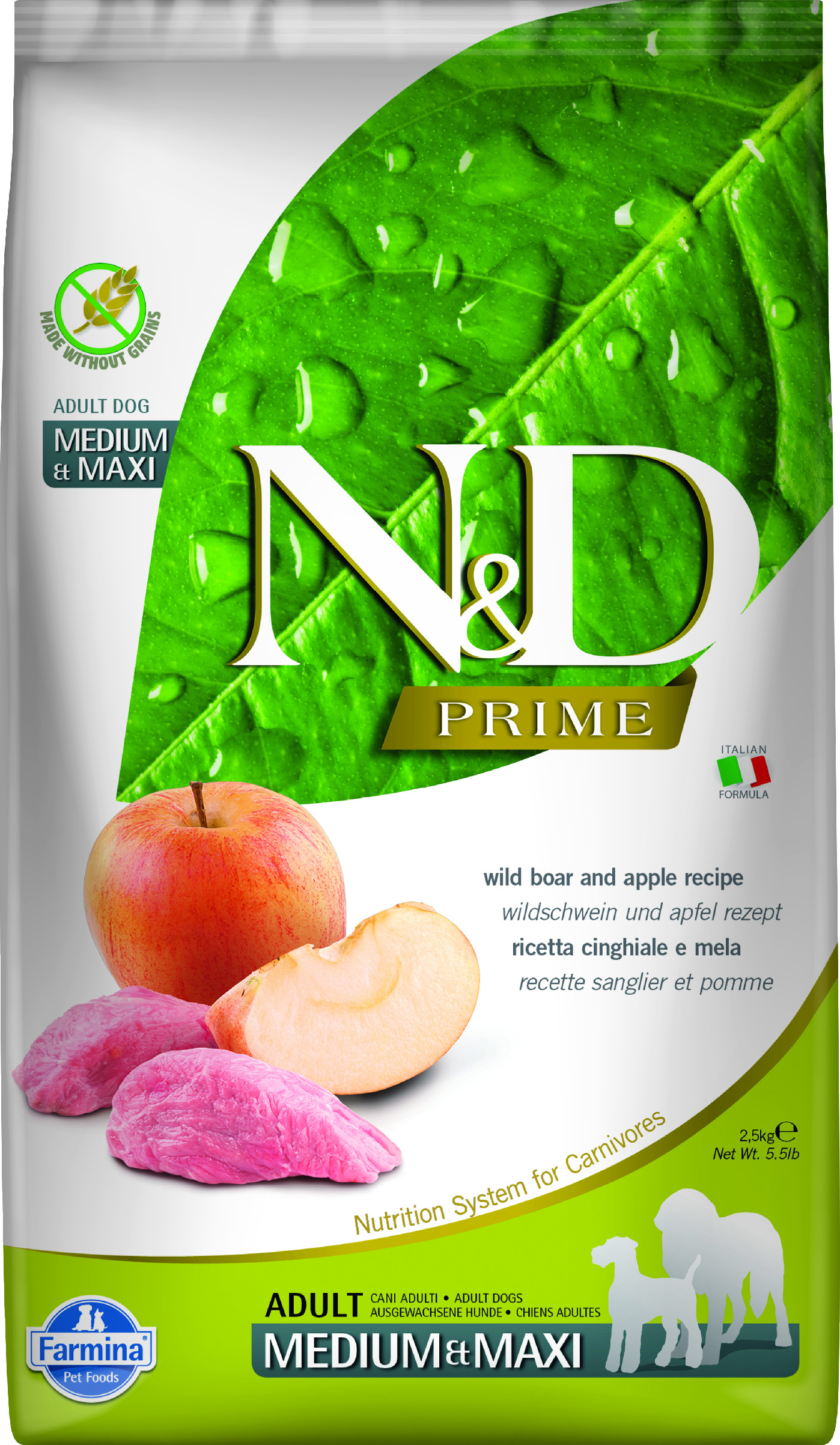 Levně N&D PRIME DOG Adult M/L Boar & Apple 2,5kg