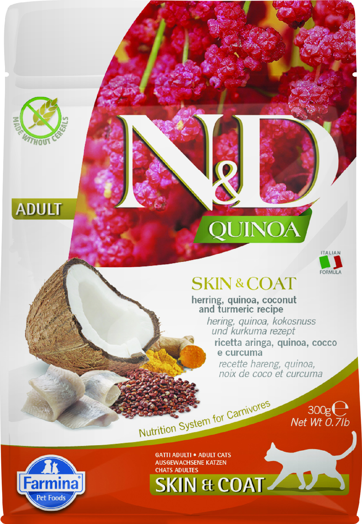 Levně N&D Quinoa CAT Skin & Coat Herring & Coconut 300g