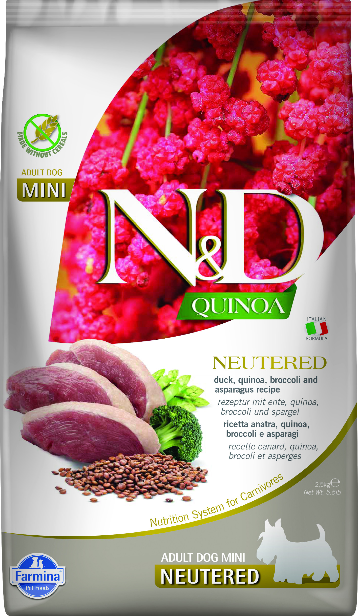 Levně N&D Quinoa DOG Neutered Duck&Broccoli&Asp. Mini 2,5kg