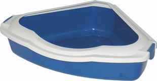 Levně Rohová toaleta pro kočky 56x43x14 modrá