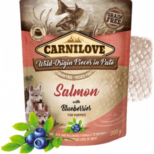 Levně Carnilove dog pouch paté salmon with blueberries for puppies 300g