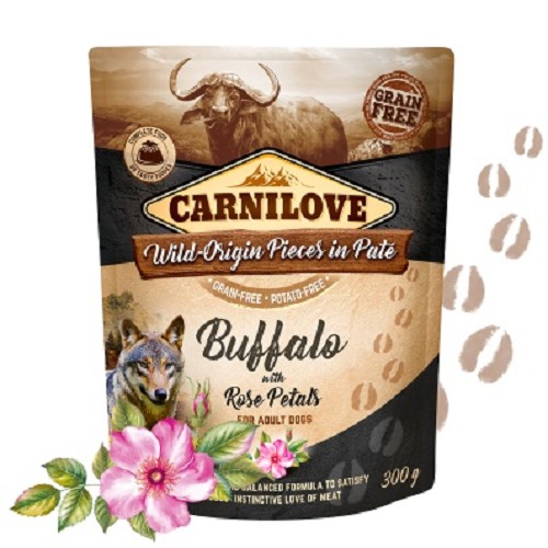 Levně Carnilove dog pouch paté buffalo with rose petals 300g