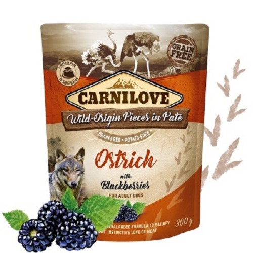 Levně Carnilove dog pouch paté ostrich with blackberries 300g