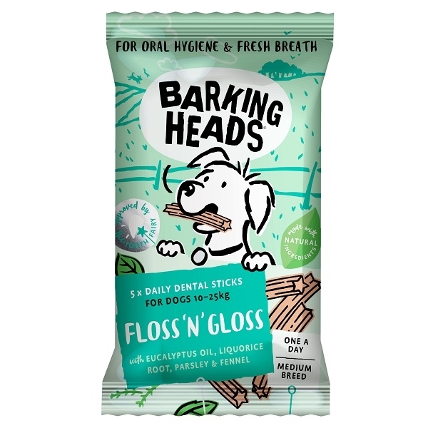 Levně BARKING HEADS Treats Floss'n' Gloss Medium Breed 150g