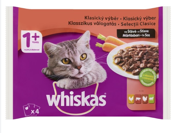 Levně Whiskas masový výběr se zeleninou 4x100g