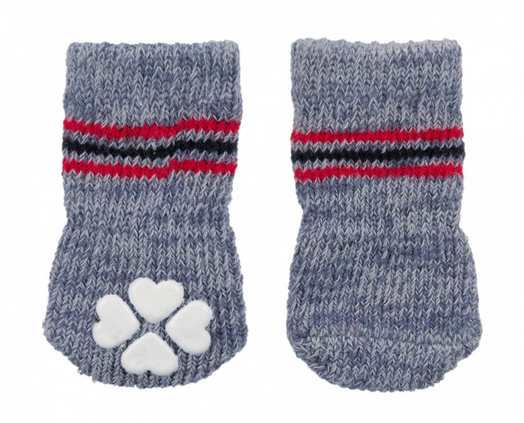 Levně Protiskluzové šedé ponožky, 2 ks pro psy XS-S (čivava)