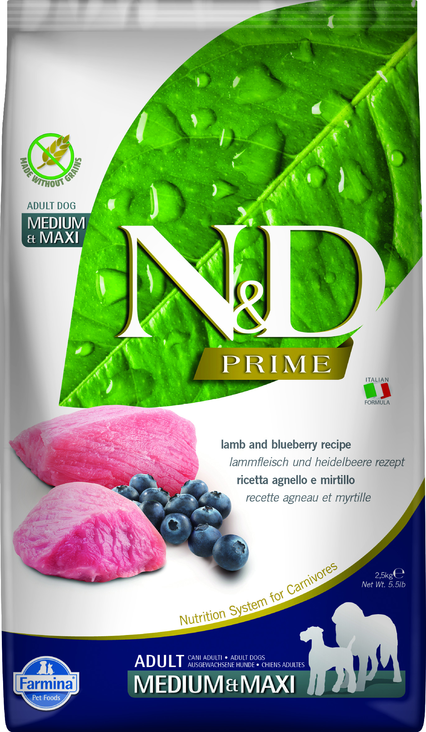 Levně N&D PRIME DOG Adult M/L Lamb & Blueberry 2,5kg