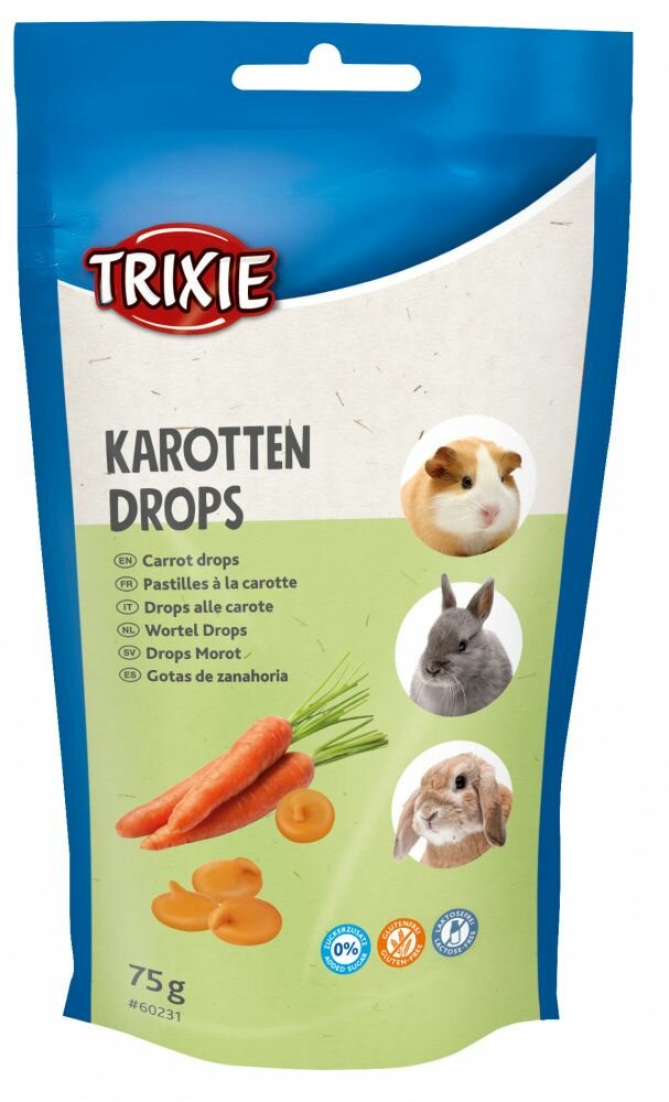 Levně CARROT DROPS - mrkvové dropsy, pamlsek pro hlodavce,75 g