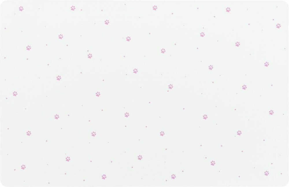 Levně Prostírání pod misky PAW Print, 44 x 28 cm, bílá / růžové ťapky