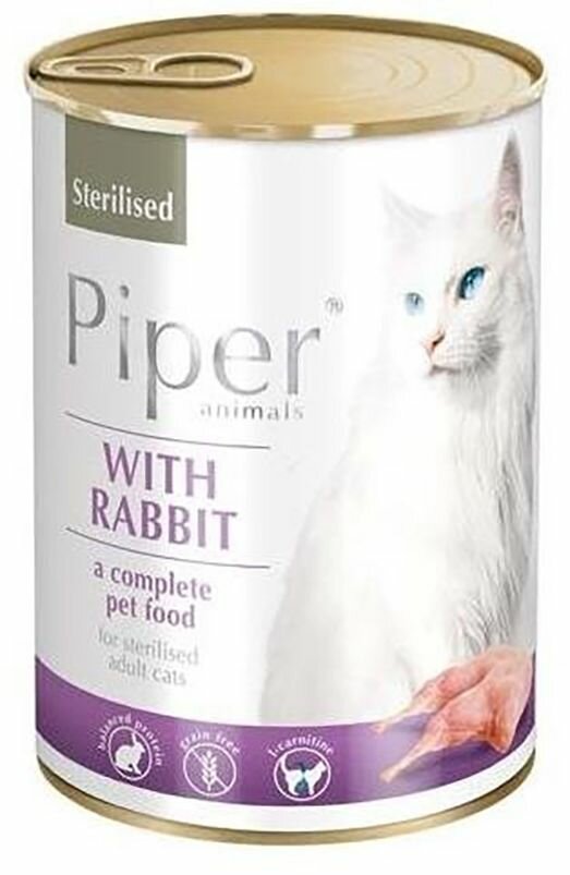 Levně PIPER CAT konzerva pro sterilizované kočky, s kálíkem, 400g