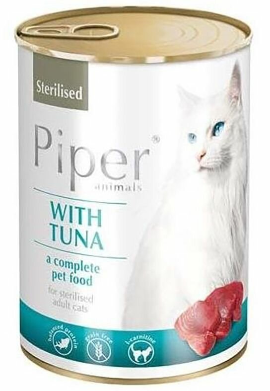 Levně PIPER CAT konzerva pro sterilizované kočky, s tuňákem, 400g