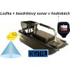 Zavážecí loďka a bezdrátový sonar v hodinkách