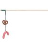 Xmas vánoční prut pro kočky 48 cm, s preclíkem/lízátkem, šustící, dřevo/polyester