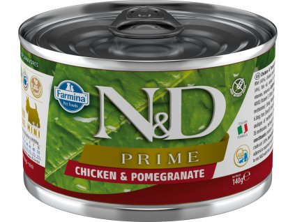 103906 konzerva n d dog prime adult chicken pomegranate mini 140g
