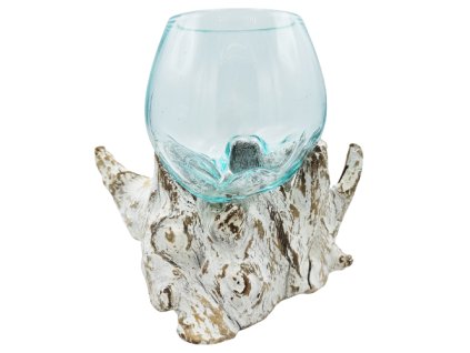 128052 sklenena dekorace na vymyvanem dreve stredni