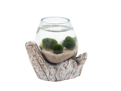 136384 set rasokoule a sklenena dekorace na vymyvanem dreve stredni se sterkem