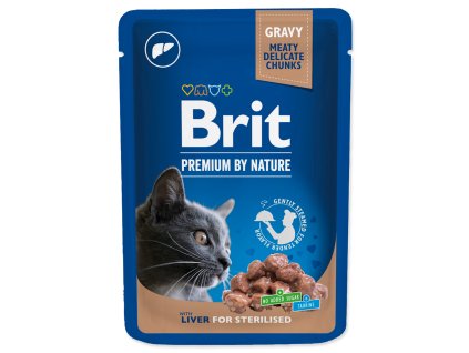141163 brit premium chunks in gravy with liver for sterilised cats 100g expirace 8 2025
