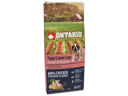 23654 2 krmivo ontario puppy junior large chicken potatoes 12kg