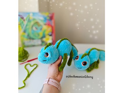 Návod na háčkovaného chameleona Ema