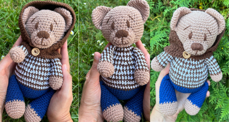 Háčkovaný medvídek v KAPUCI - návod ná háčkování