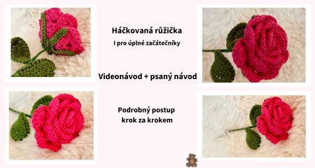 Háčkovaná růžička + videonávod