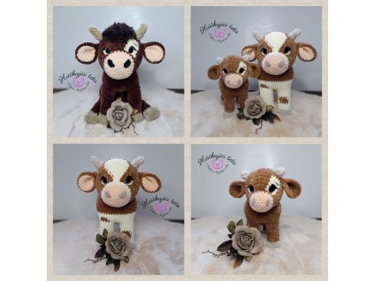 Háčkovaný býček, kravička a telátko