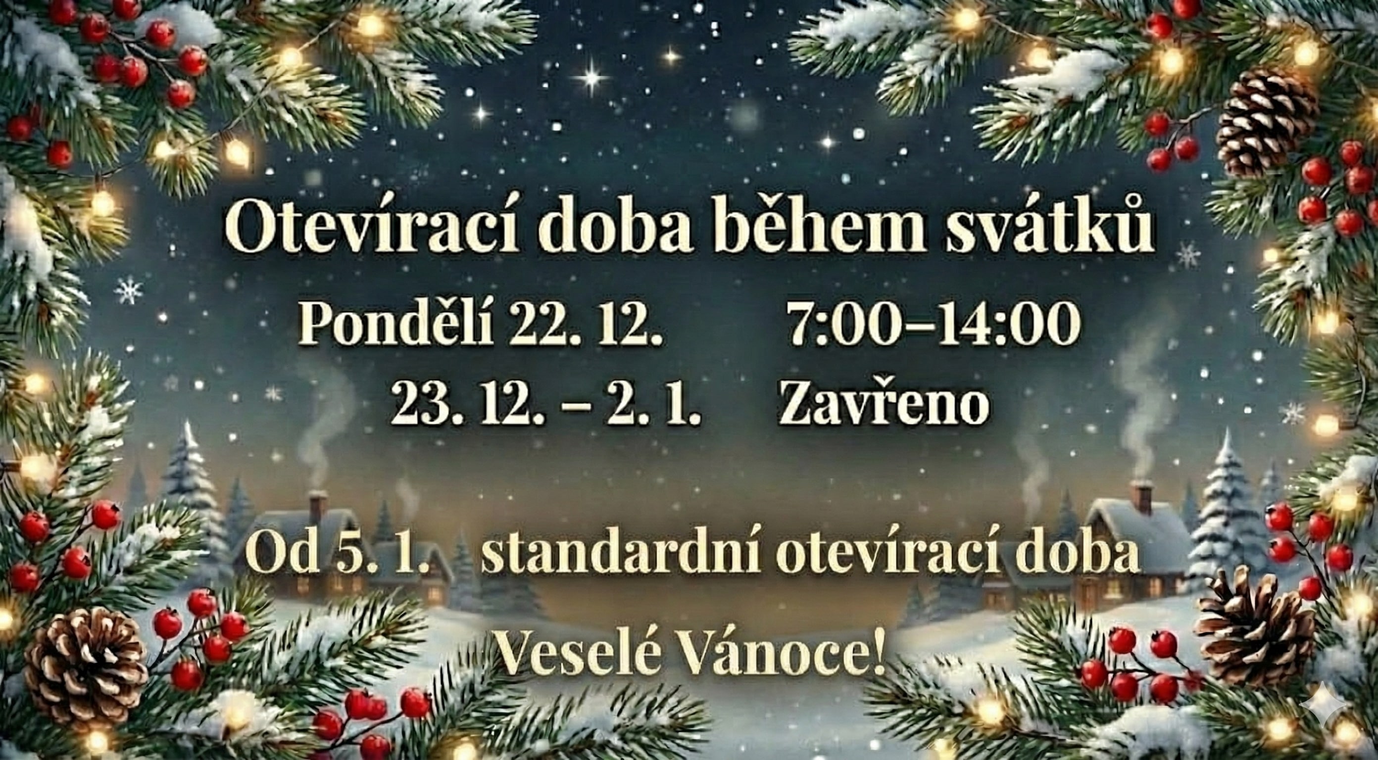 Otevíračka během svátků