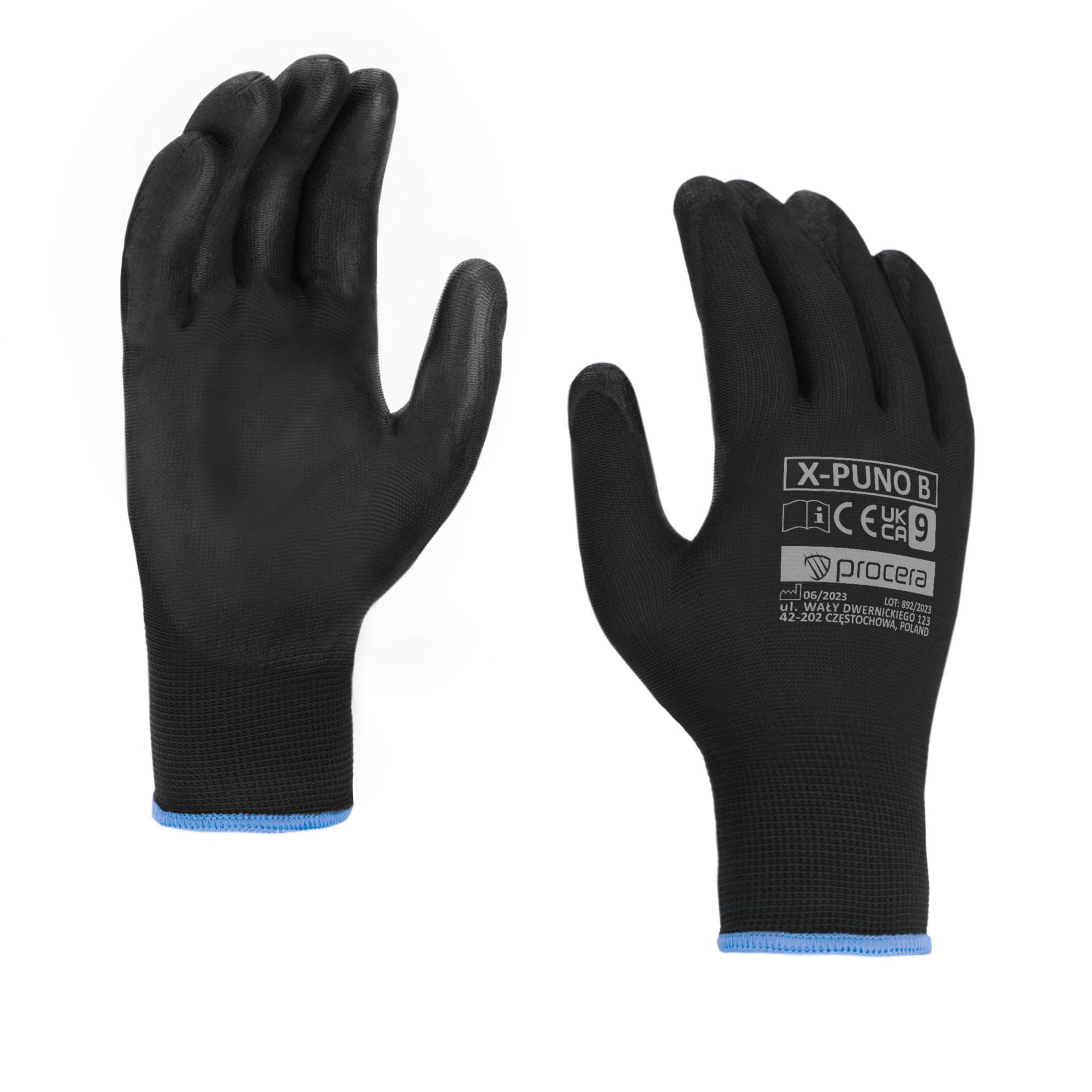 RUKAVICE S PU POVLAKEM X-PUNO BLACK  9kč