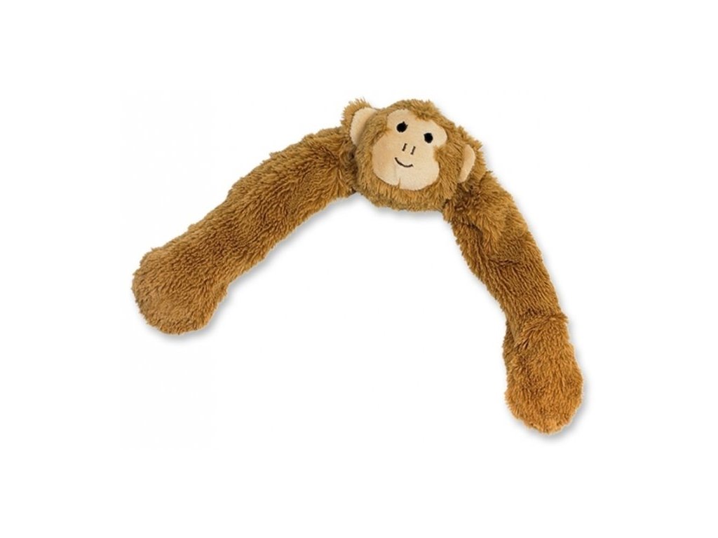 Plyšová hračka s bavlneným lanom vo vnútri pre psy Nobby Opica s lanom 55cm v hnedej farbe