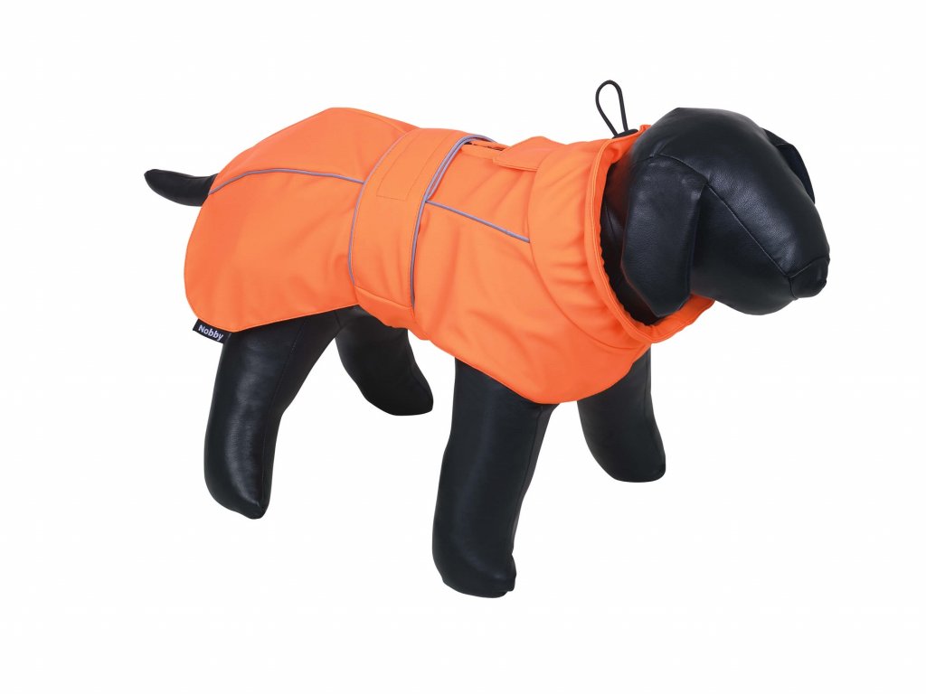 Nastaviteľný pršiplásť pre psy Nobby Antek 60cm s reflexnými pruhmi oranžová