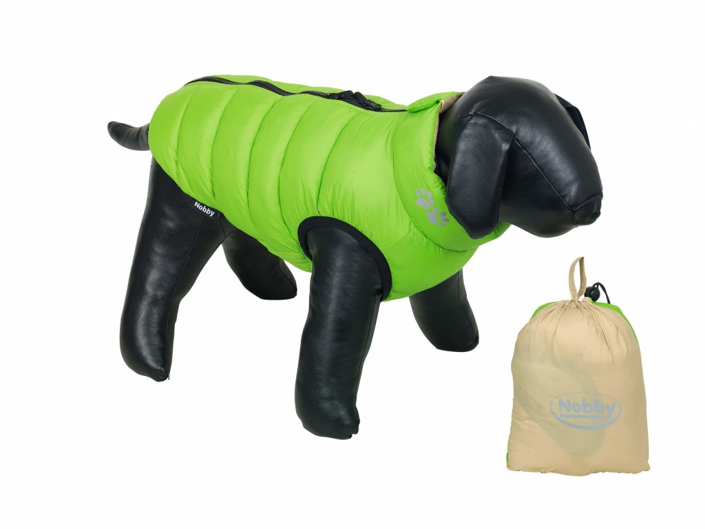 Obojstranná ľahká prešívaná vesta moderného vzhľadu pre psy Nobby Light 23cm zelená/béžová
