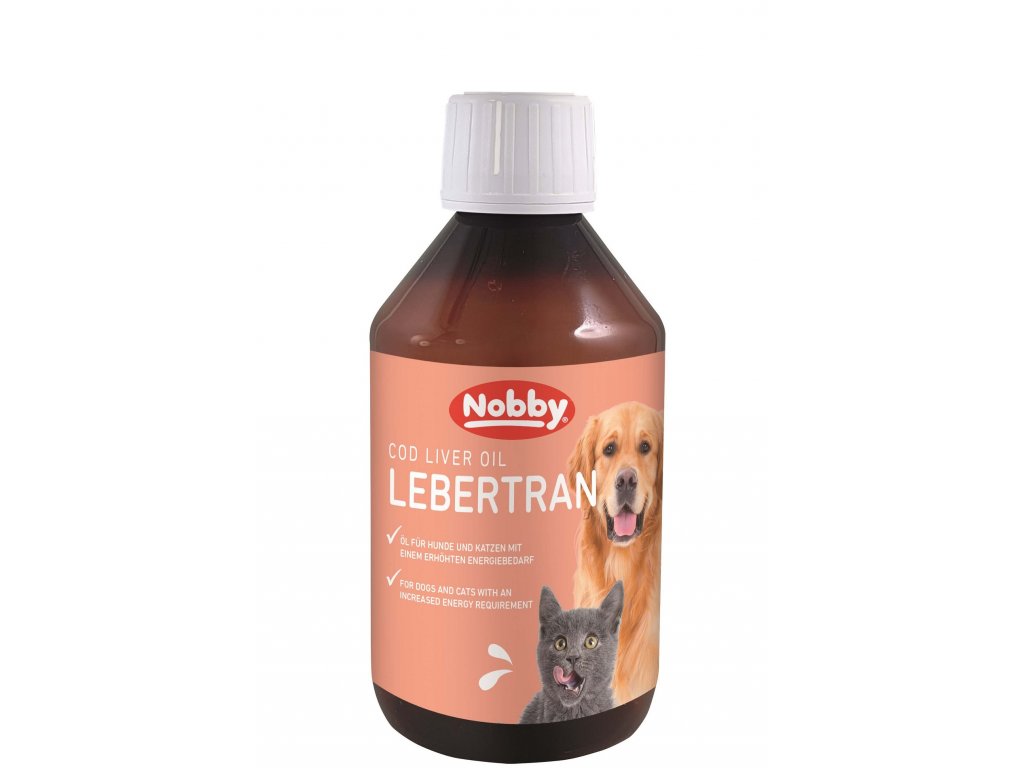 Treščí olej ako prídavok do krmiva pre psy a mačky pre podporu leklej a zdravej srsti Nobby 250ml