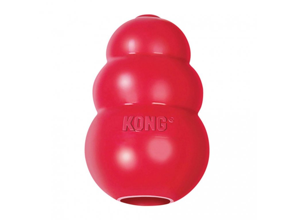 Klasická pevná hračka pre psov z prírodného kaučuku KONG® Classic L o veľkosti 10cm červená