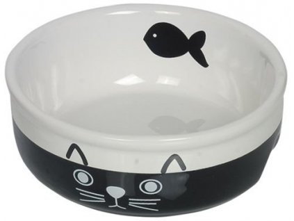 Keramická miska pre mačky na vodu alebo krmivo Nobby Face v čierno-bielej farbe a objemom 240ml
