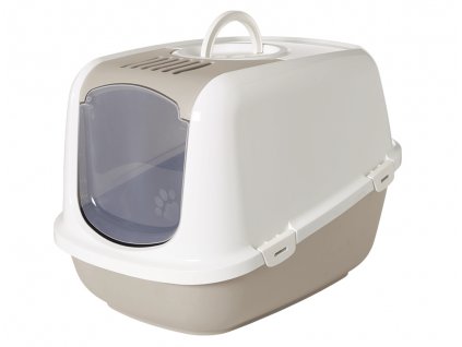 Plastové WC pre mačky s odnímateľným krytom Savic Nestor Jumbo 66x48x46cm vo farbe mokka-biela
