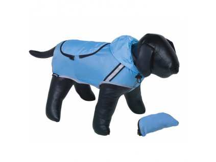 Pršiplásť pre psy Nobby Rainy 29cm s reflexnými pruhmi a odopínateľnou kapucňou svetlomodrá