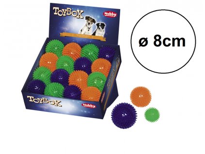 Robustná hračka lopta pre psy vyrobená z TPR gumy Nobby Spiky 8cm 16ks